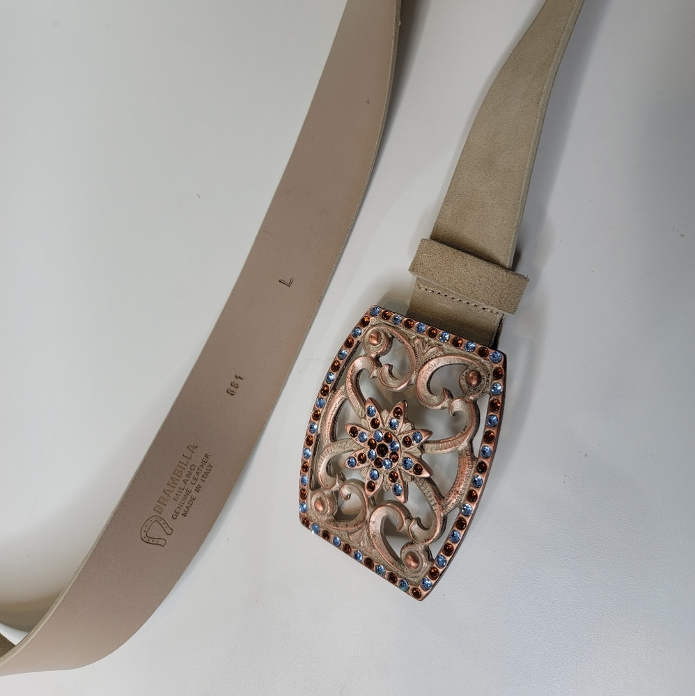 Brambilla Genuine Leather Belt Jeweled Buckle  L - Picture 4 of 7